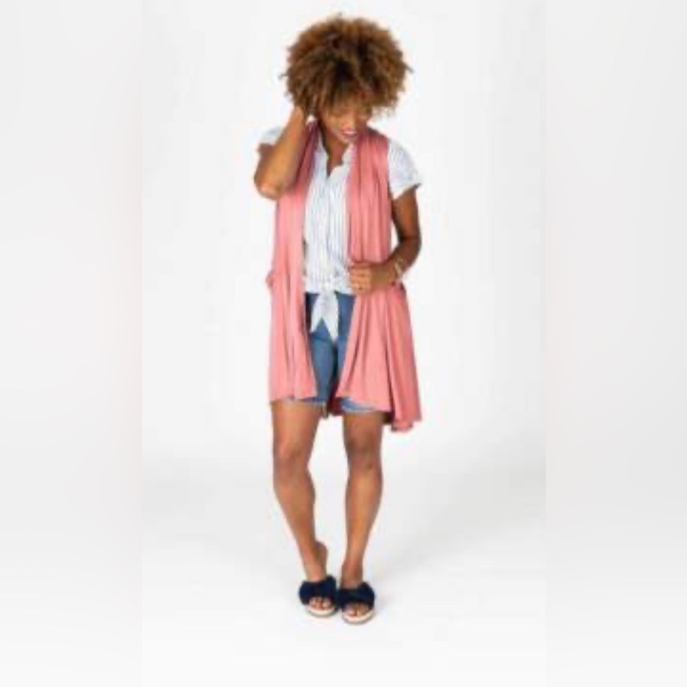 Agnes & Dora Peach Cascade Vest Cardigan